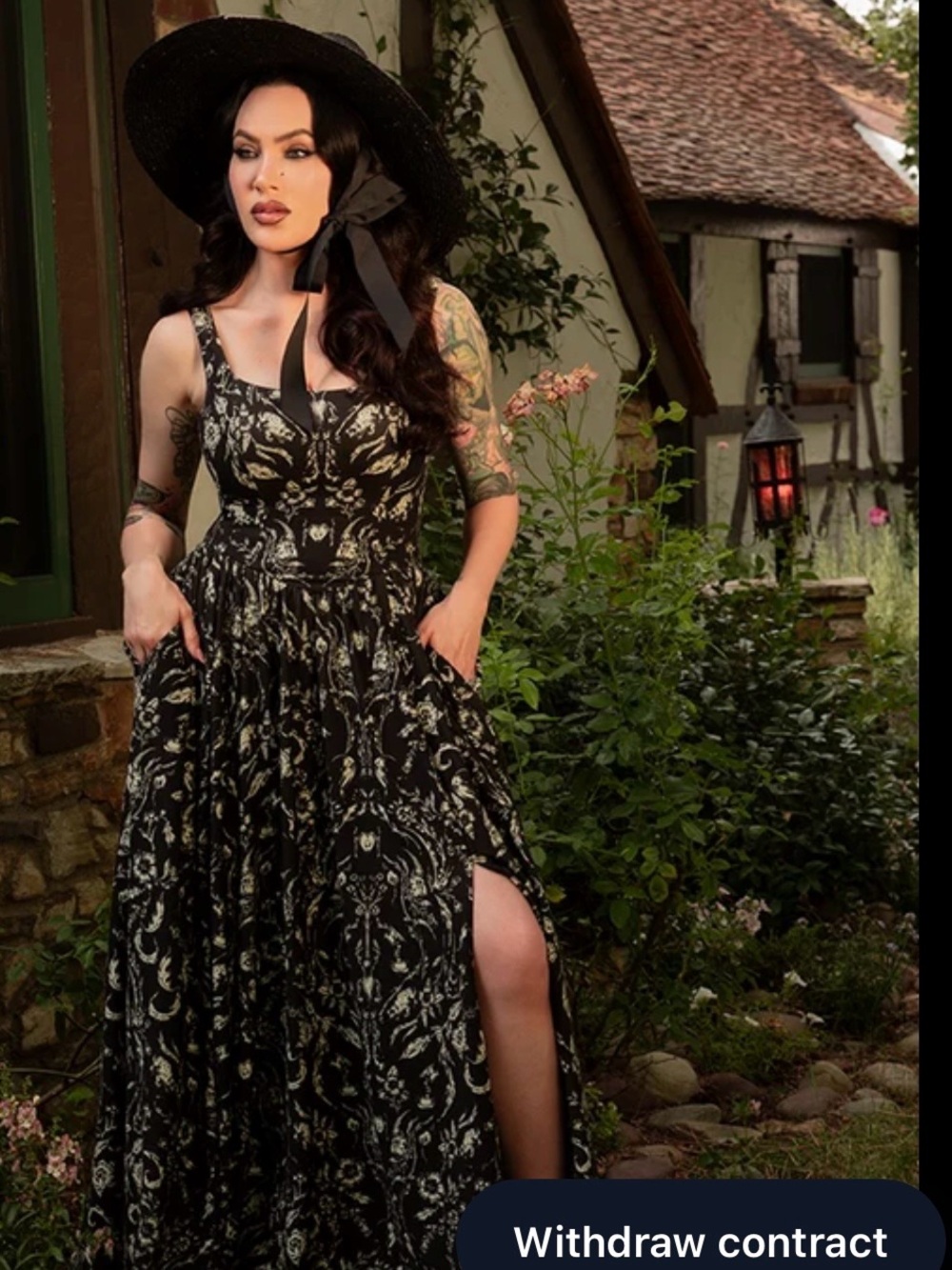 Black Cream Floral-Print Midi Dress